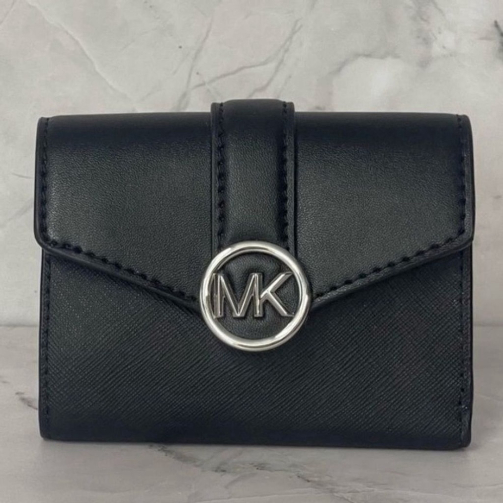 Michael Kors Carmen Trifold Wallet Black Leather